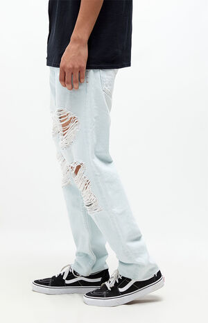 Light Wash Distressed Straight Jeans image number 3