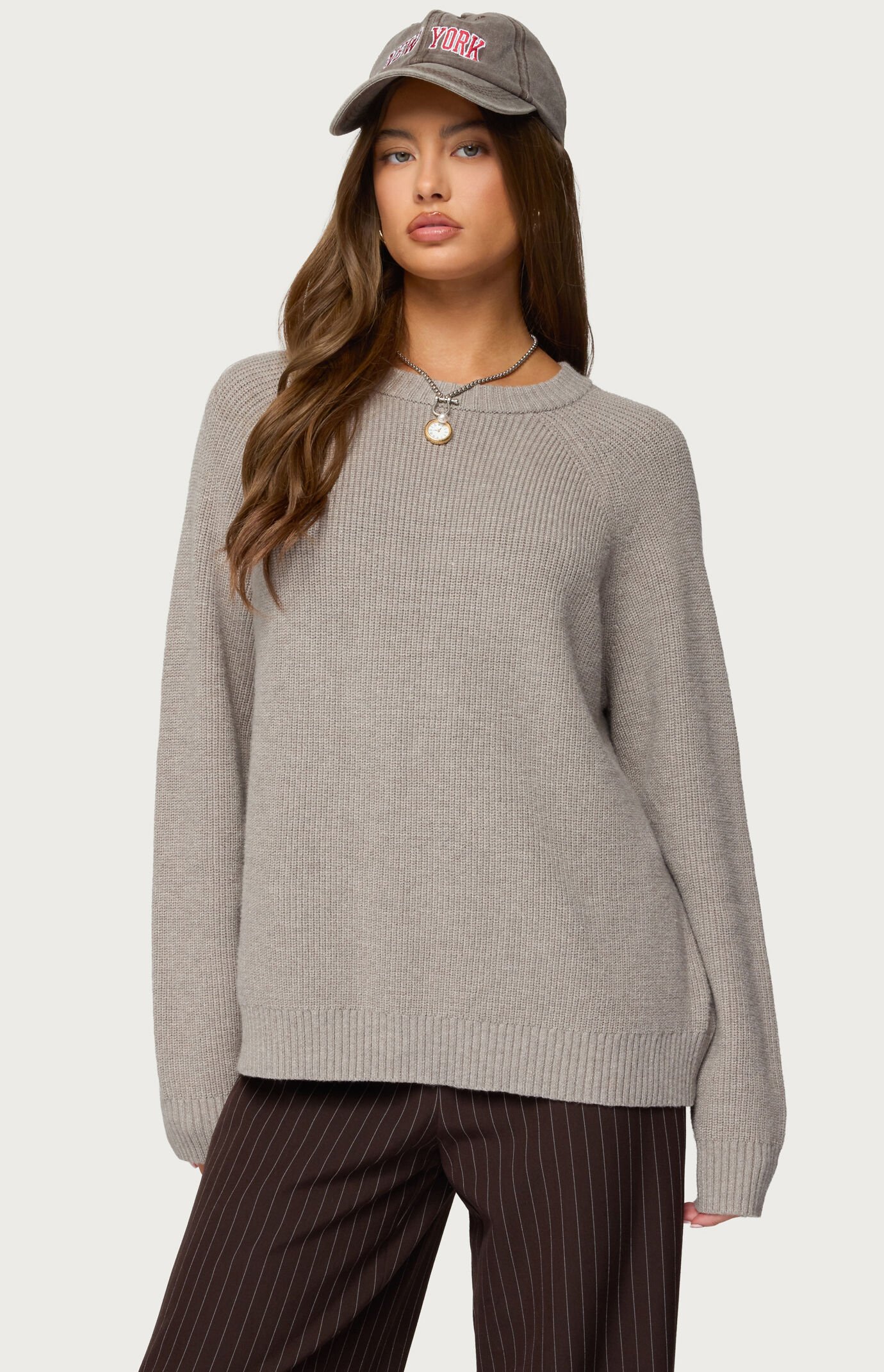 Edikted Lavonne Oversized Knit Raglan Sweater