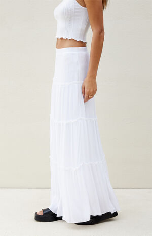 White Tiered Maxi Skirt image number 3