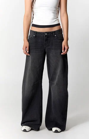 Ronnie Ultimate Low Rise Barrel Jeans Black image number 2