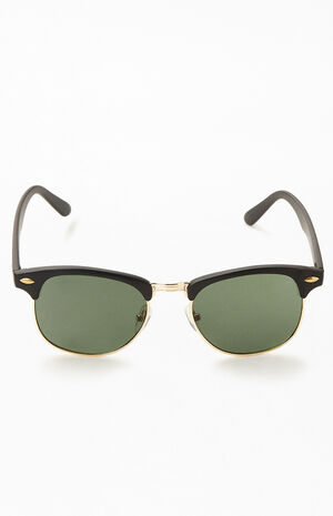 Black & Gold Small Metal 50Fifty Sunglasses image number 2