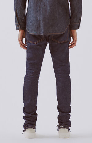 Essentials Raw Indigo Skinny Taper Jeans image number 4