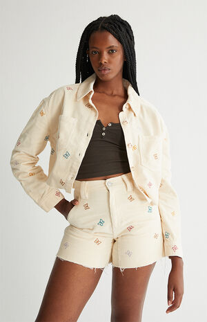 Butterfly&nbsp;Corduroy Cutoff Workwear Shorts image number 2