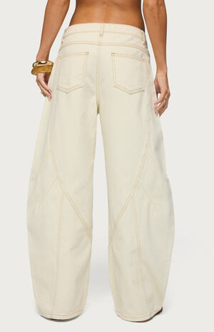 Gili Contrast Stitched Barrel Jeans image number 3