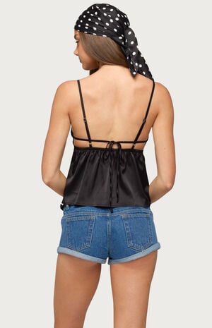 Blanca Satin Lace Trim Tank Top image number 3