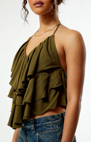 Flynn Ruffle Halter Tank Top image number 3