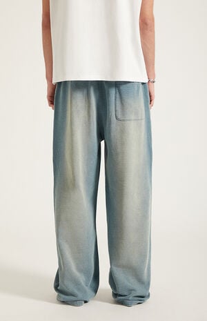 Blue Tinted Washed Fleece Extreme Baggy Sweatpants image number 4
