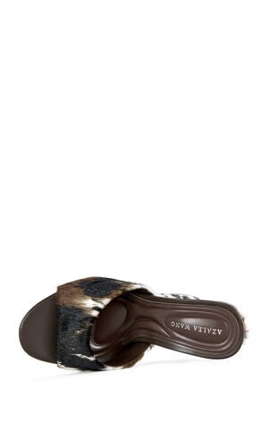 Women's Cow Calf Hair Wedge Mules image number 4