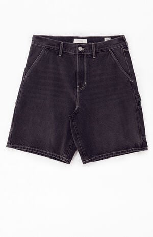Black Baggy Denim Carpenter Shorts