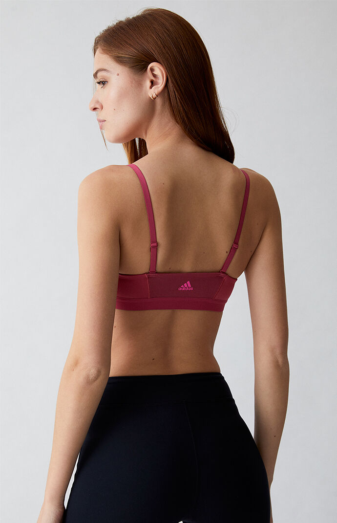 Magenta Recycled All Me 3-Stripes Sports Bra