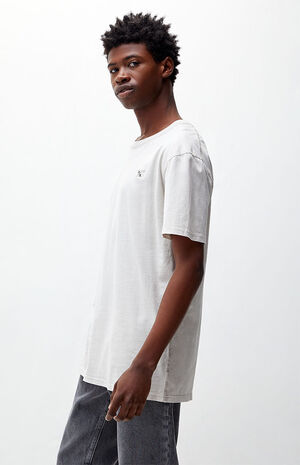 White Vintage Wash Split Logo Seam T-Shirt image number 3