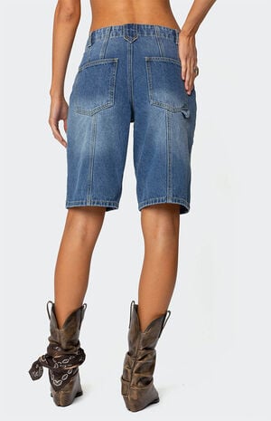 Tris Low Rise Denim Bermuda Shorts image number 5