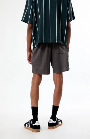 Charcoal Gray Waffle Knit Shorts image number 4