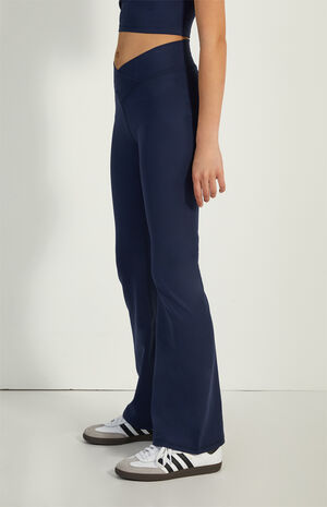 PAC WHISPER Active Navy Crossover Flare Yoga Pants image number 3