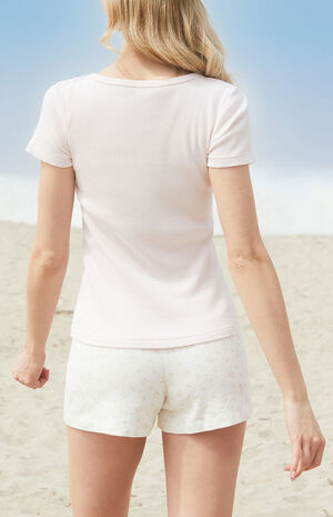 Pink Zelly Ribbed Short Sleeve Top image number 4