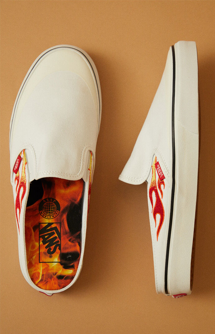 x A$AP Worldwide White & Red Classic Slip-On Mule Shoes