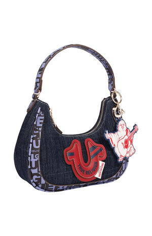 Graphic Trim Denim Hobo Bag image number 2