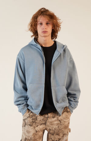 Blue Vintage Wash Full Zip Hoodie image number 1
