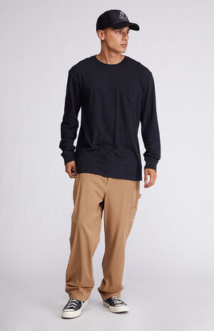 Black Solid Regular Long Sleeve T-Shirt image number 4