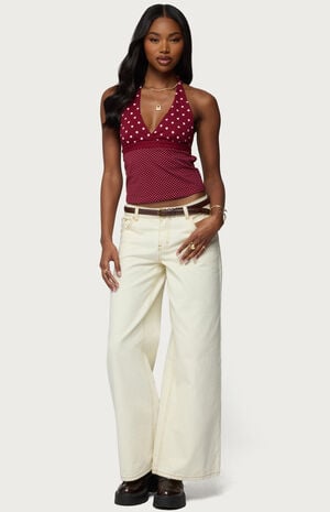 Ginny Mixed Polka Dot Halter Top image number 4