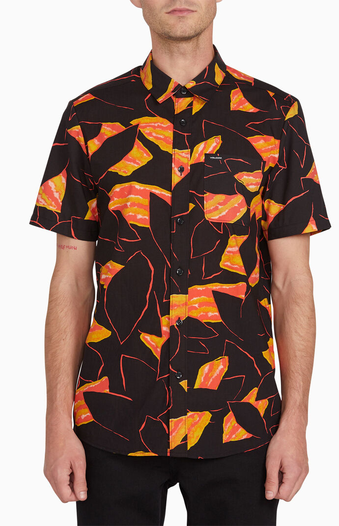 Secret Leaf Short Sleeve Button Up Shirt