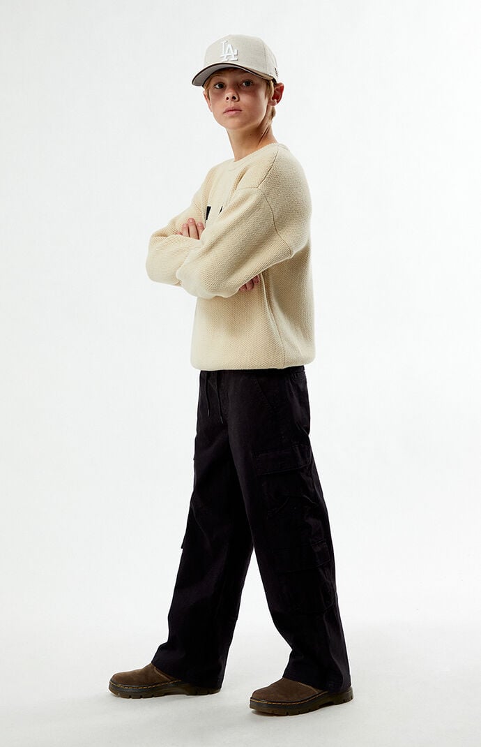 Pacsun Kids Porter Baggy Pants Stretch E-Waist Cargo Black