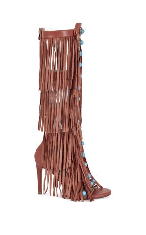 Women's Amadeo Red Fringe Gladiator Sandal Boots image number 1