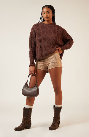 Faux Suede Snake Micro Shorts image number 4