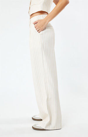 Recycled Pinstripe Relaxed Wide Leg Trousers image number 3