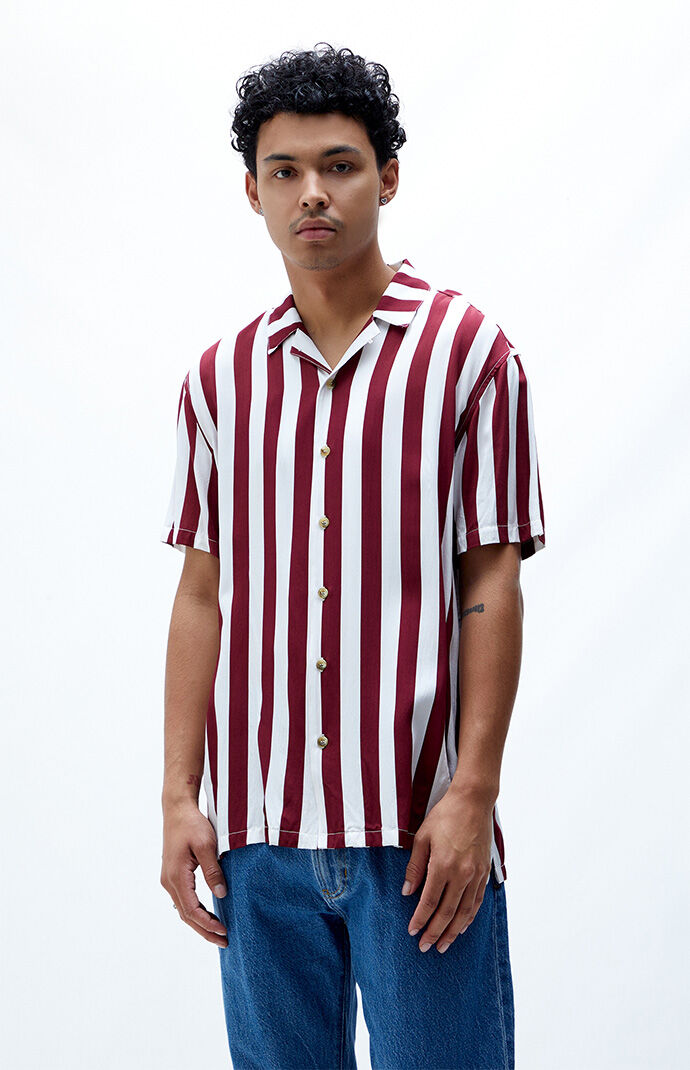 Burgundy and white striped shirt clearance
