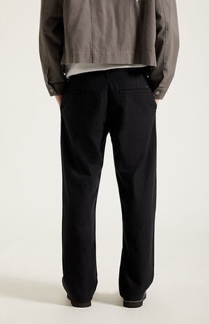 Black Straight Leg Linen Pants image number 4