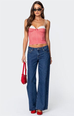 Peekaboo Lacey Gingham Corset image number 2