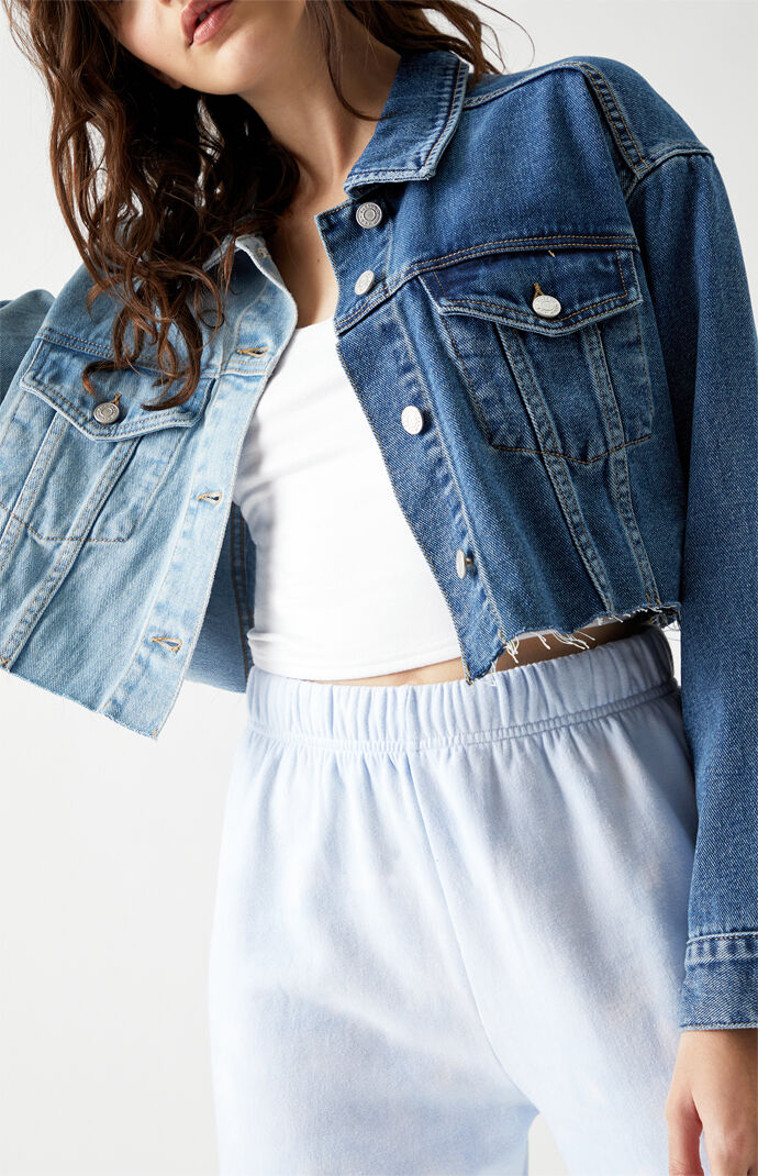 PacSun Womens Blue Cropped Denim Jacket