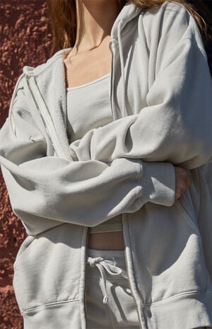 Cement Christy Zip Up Oversized Hoodie image number 2