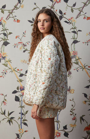 x PacSun Reversible Floral Print Quilted Jacket image number 3