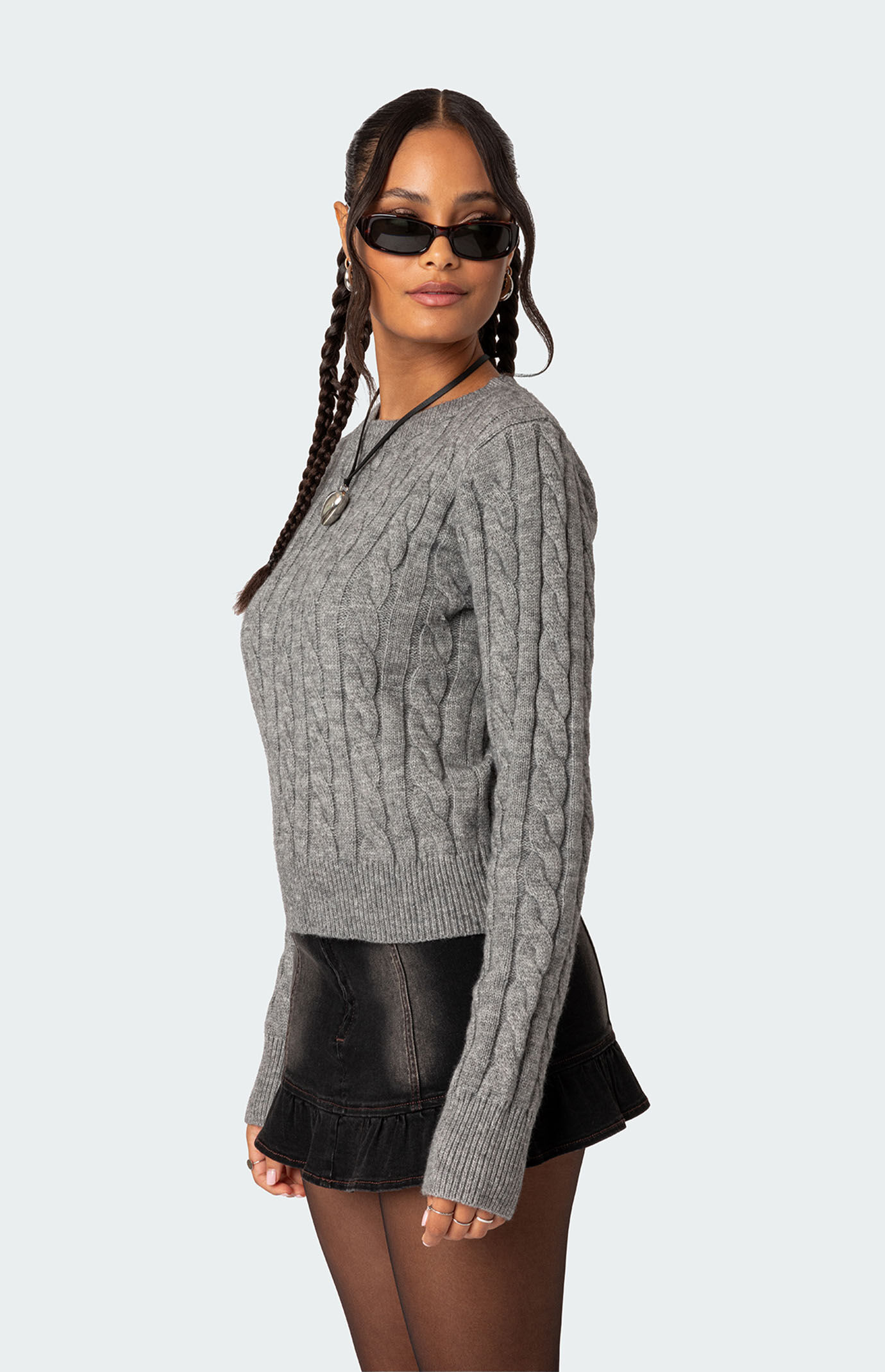Edikted Minka Fitted Cable Knit Sweater
