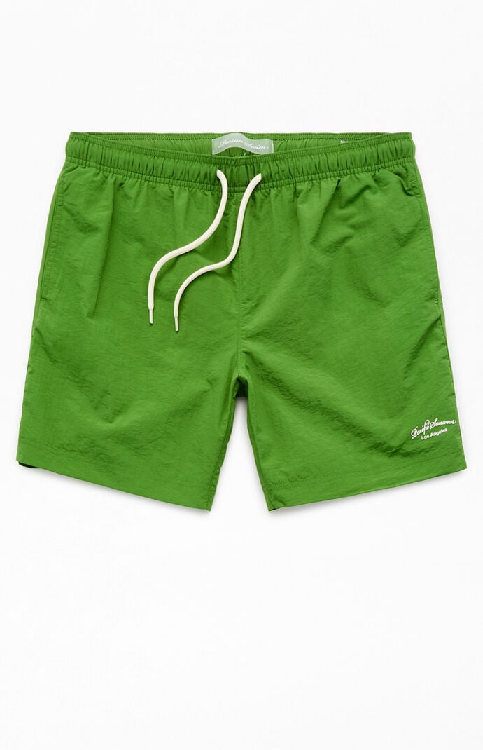 Pacsun Green Solid Collegiate 6.5" Swim Trunks