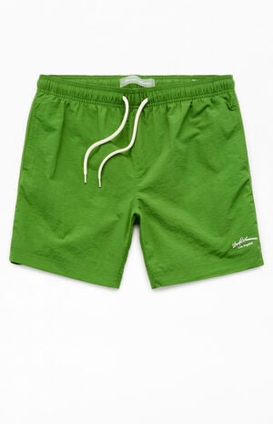 Green Solid Collegiate 6.5" Swim Trunks
