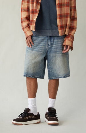 Medium Blue Tint Baggy Denim Shorts image number 2