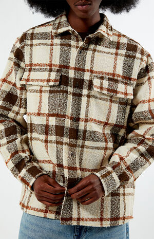 Cream Oversized Wooly Flannel Shirt image number 2