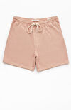 Pink Vintage Wash Fleece Drawstring Volley Shorts Pink Vintage Wash Fleece Drawstring Volley Shorts image number null