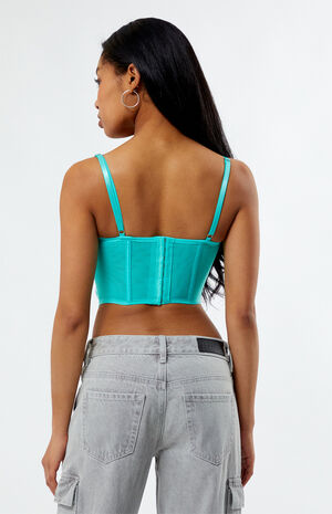 Lace Trim Mesh Corset Top image number 4