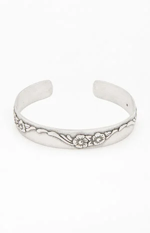 Silver Floral Cuff Bracelet image number 1