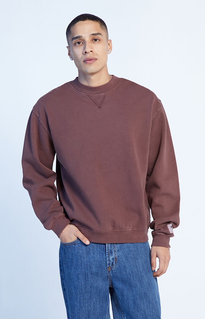 PacSun Burgundy Vintage Wash Crew Neck Sweatshirt PacSun