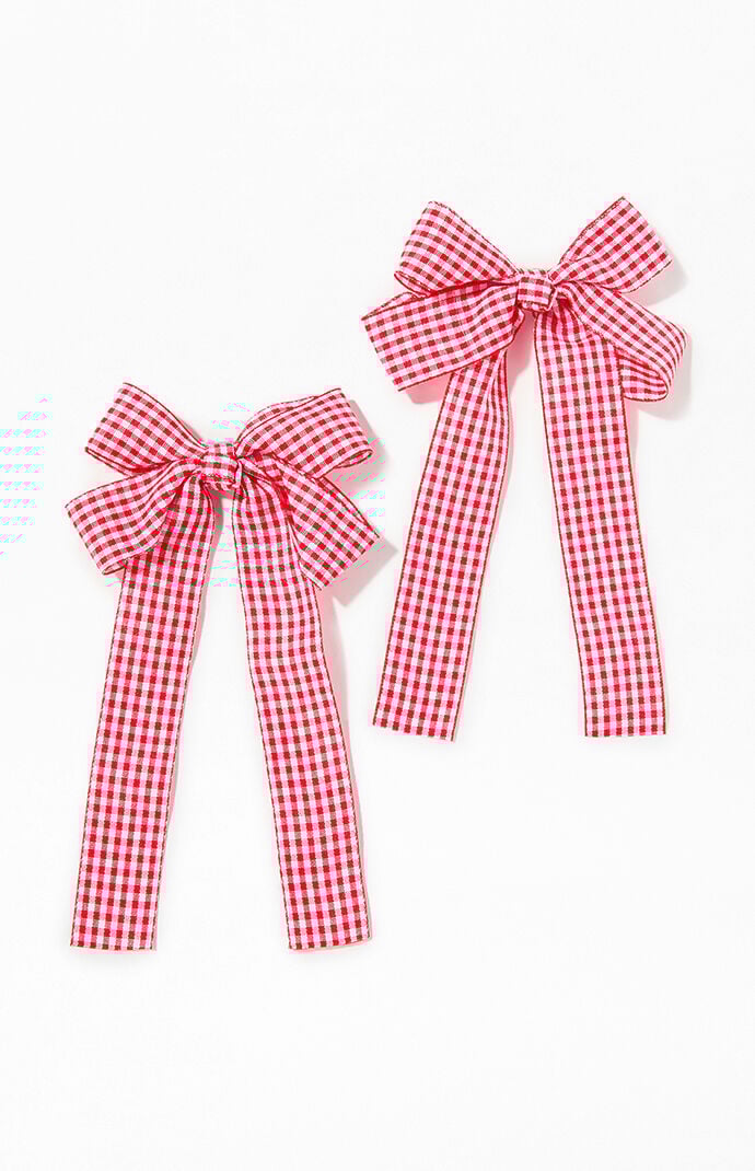 LA Hearts 2 Pack Gingham Bow Hair Clips