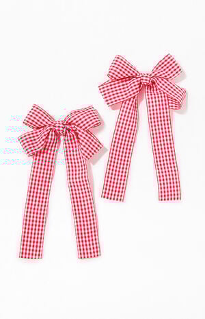 2 Pack Gingham Bow Hair Clips image number 1