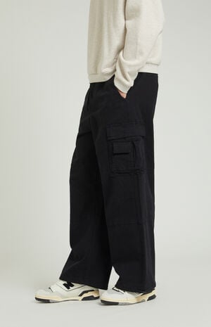Stretch Black Extreme Baggy Cargo Pants image number 2