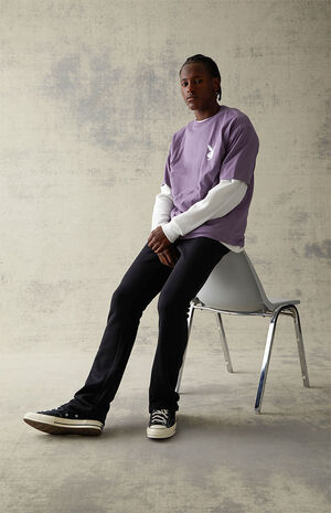 Fleece Black Slim Boot Sweatpants image number 1