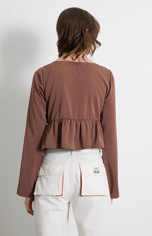 Ruched Long Sleeve Babydoll Top image number 3