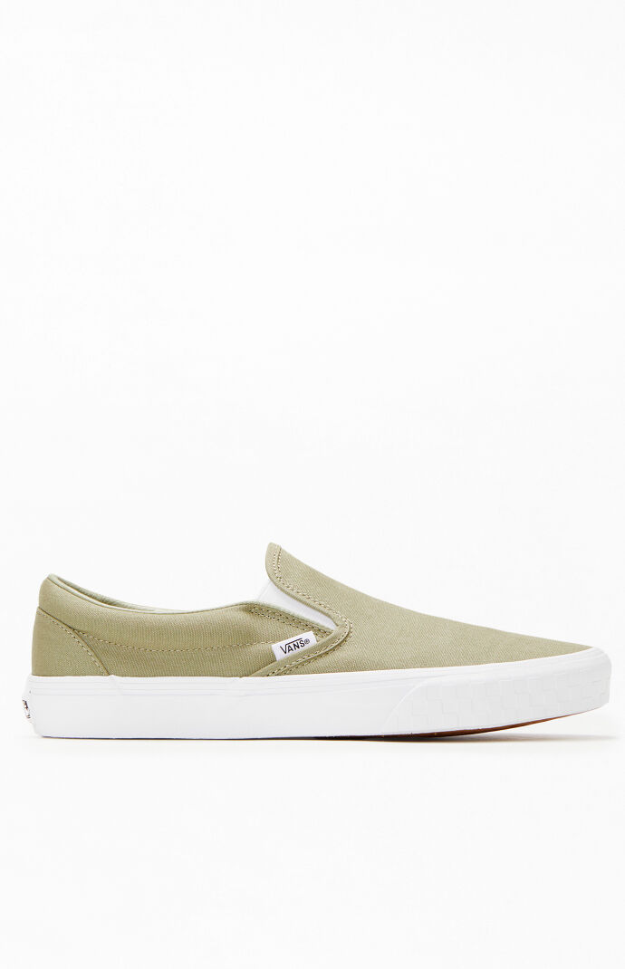 Vans Classic Slip On Shoes Check Bumper Khaki 7.5 Men 9.0 Women